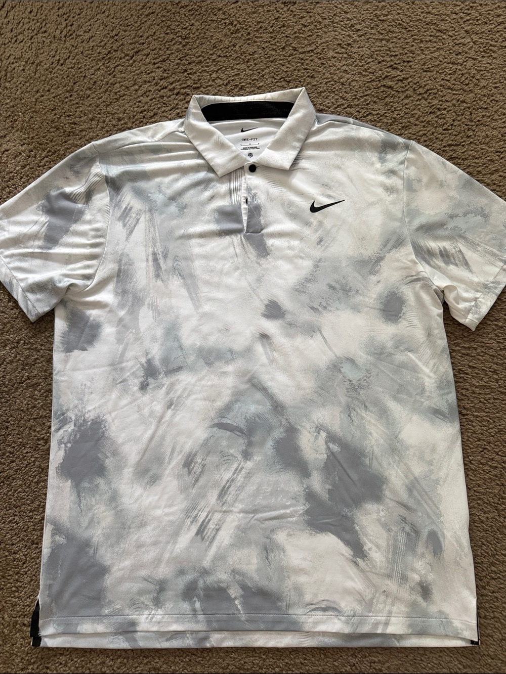 Nike White & Gray Brushstroke Dri-FIT Polo